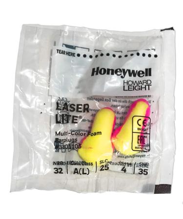 Howard Leight 3301105 Laser Lite Ear Plugs  Pink&Yellow  20 Pairs