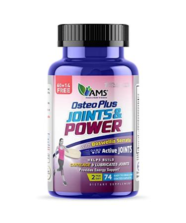 America Medic & Science Osteo Joint and Power (74 caplets)|Joint Supplement for Men and Women|Enhances Metabolism Cartilage Support|with Boswellia MSM Collagen and Ginseng