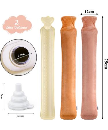 Shop Long Hot Water Bottle with Soft Covers - 2L High Capacity Heating for Neck & Shoulder Relief - Buy Online on GoSupps.com