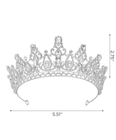 Sweetv Princess Tiara for Women - Silver Crystal Bridal Crown for Wedding, Quinceanera, Prom & Birthday Party - Buy Online on GoSupps.com