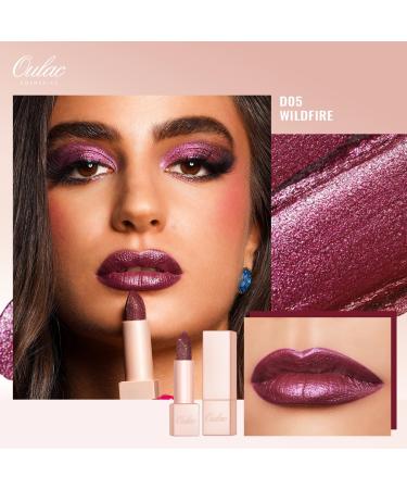 Oulac Diamond Lustre Lipstick Plum - Highly Pigmented Long-Lasting Vegan Lip Makeup | D05 Wildfire - Shop Internationally - Buy Online on GoSupps.com