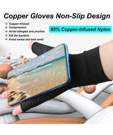 Copper Compression Arthritis Gloves - Pain Relief for Arthritis, Carpal Tunnel - Medium, 2 Pairs Pack - Buy Online on GoSupps.com
