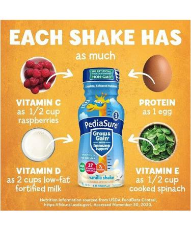 PediaSure Grow & Gain Kids Protein Shake - Immune Support, 7g Protein, Gluten-Free, Vanilla, 16 Count - Buy Online on GoSupps.com