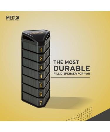 MEDCA Moisture Proof Weekly Pill Organizer - BPA Free Stackable Box for Pills & Vitamins - 3 Daily Compartments - Black - Buy Online on GoSupps.com