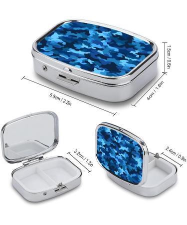 Buy Blue Camo Print 2 Compartment Pill Box | Portable Decorative Metal Pill Organizer for Pocket & Purse - International Shipping Available - Buy Online on GoSupps.com