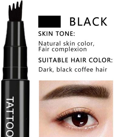 4 Points Eyebrow Pencil Eyebrow Pen Microblading liquid Eyebrow Pen Creates Lasting Make-Up Professional Natural Looking Eyebrows Daily Waterproof Eyebrow Pen Stays on 24H (Black) - Buy Online on GoSupps.com
