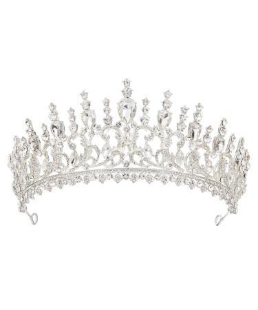AW BRIDAL Silver Crown for Women  Wedding Tiara for Bride Queen Crown Crystal Headband for Quinceanera Pageant Prom Birthday