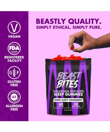 Beast Bites - Valerian Infused Sleep & Nighttime Recovery Gummies - NSF Certified for Sport - 30 Servings - Buy Online on GoSupps.com