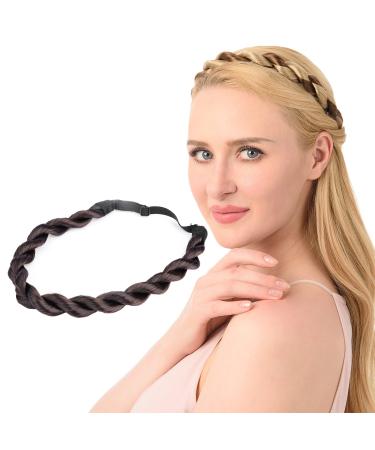DIGUAN Thin Synthetic Hair Braided Headband Hairpiece Women Girl Beauty Accessory (Brunette Brown)