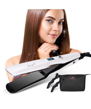 CCKeyin smooth iron wide hair smoothing hair care with 44mm extra wide panels and digital LCD display 120-230 C 12 temperature setting portable travel hair smoothers for all hair types white - Buy Online on GoSupps.com