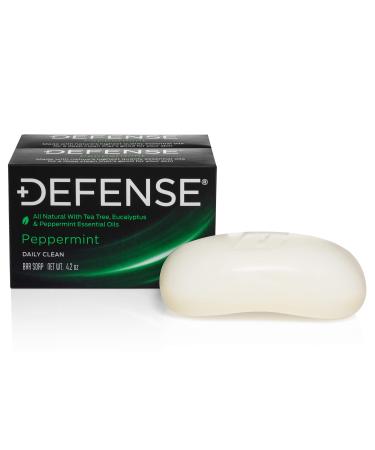 Defense Soap Peppermint Bar Soap 2 Pk | 100% Natural Men's Body Soap with Tea Tree Oil and Eucalyptus Oil to Promote Healthy Skin. Made in USA