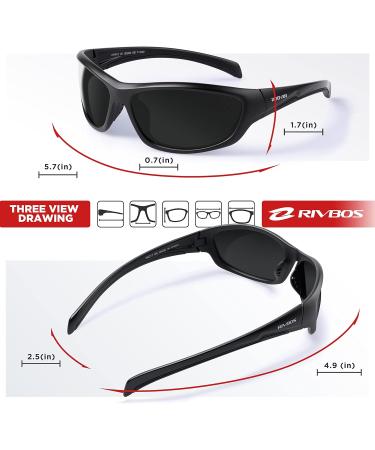 Rivbos RB831/RB832 Polarized Sports Sunglasses for Men & Women - Lightweight UV400 Cycling & Hiking Glasses (Black/Grey) - Buy Online on GoSupps.com