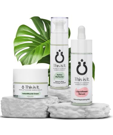 Luxury Anti-Aging Skincare with Botanicals Peptides & Plant-Based Actives | NoTox Perfector Serum LiquidReset Serum InstantNourish Cream | Clean Cruelty-Free Paraben-Free Hydrating & Firming