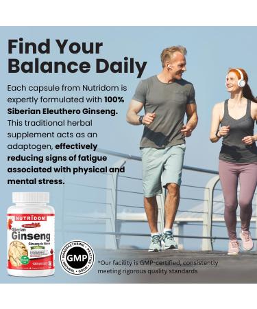 Nutridom Siberian Eleuthero Ginseng 500mg Non-GMO Vegan Gluten-free Soy-free Dairy-free No Additives & No Fillers (120 Veggie capsules) - Buy Online on GoSupps.com