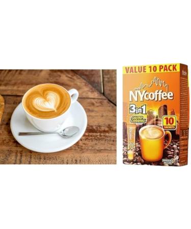NYCoffee 3 in 1 sachets & NYCoffee 2 in 1|3 Flavours Instant Coffee- Salted Caramel White Coffee With Sugar & White Coffee Bundled with Temas Store Coffee Stirrers |30 Sachets| Add Hot Water & Stir - Buy Online on GoSupps.com