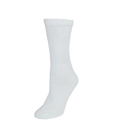 CTM Women's Diabetic Crew Socks (3 Pair Pack) One Size White