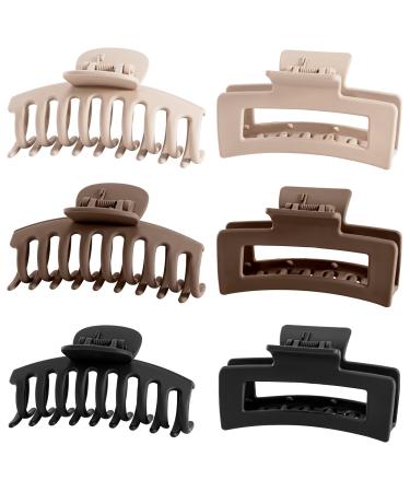 Lolalet 6 pieces large hair clip 8cm hair clips for thick hair slip-resistant hair jaw clips hair styling accessories for women girls-pattern e 6 piece pattern e