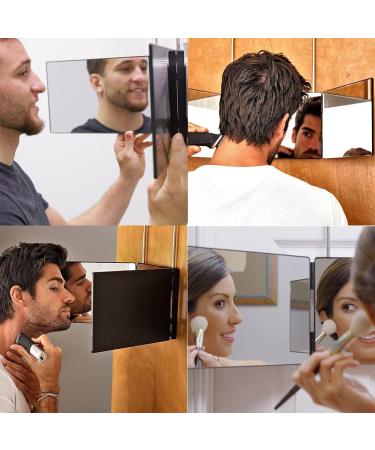 HIEEY 3 Way 360 Trifold Mirror for Hair Cutting/Styling & Makeup | Height Adjustable Telescoping Hooks | 5X Magnification | Bright Black - Buy Online on GoSupps.com