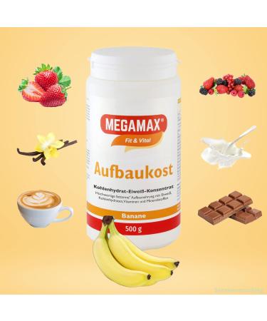 Buy Megamax Building Food Banana 500G - Protein Powder for Muscle Mass & Weight Gain | Ideal Low-Fat Drink Mix - Buy Online on GoSupps.com