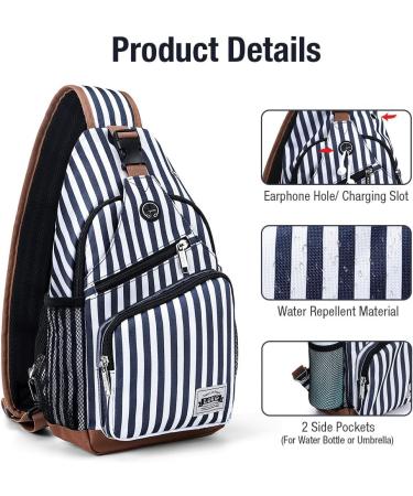 Lekbobor Large Blue Striped Sling Bag - Crossbody Chest Bag for Travel & Hiking - Buy Online on GoSupps.com