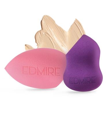 EDMIRE Makeup Sponges Pack of 2 Beauty Blender Sponges for Foundation Blending Make up Sponges for applying Liquid Foundation Powder Concealer Creams Contour Stick Highlighter or Eyeshadow make-up
