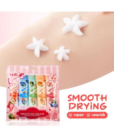 Hand Cream Christmas Set 5 Sticks Mini Fruit Ice Cream Hand CreamSet Hand Cream for Dry Hands Little Things for Advent Calendar Women Small Gifts Advent Calendar Gifts for Women Set - Buy Online on GoSupps.com