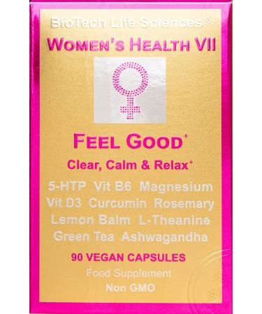 Feel Good Calm Clear & Relax Increase Serotonin & Reduce Cortisol + Menopause Support Women's Health XL 90 Capsules (FFG-90)