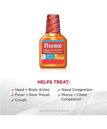 Tylenol Cold + Flu Severe Medicine - Daytime Relief Liquid 8 fl. oz - Buy Online on GoSupps.com