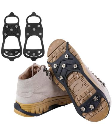 Spikes for shoes winter spikes shoes shoes with 8 teeth shoe spikes anti -slide shoe claw with stainless steel spikes clamps shoes spikes for hiking snow ice winter outdoor trekking