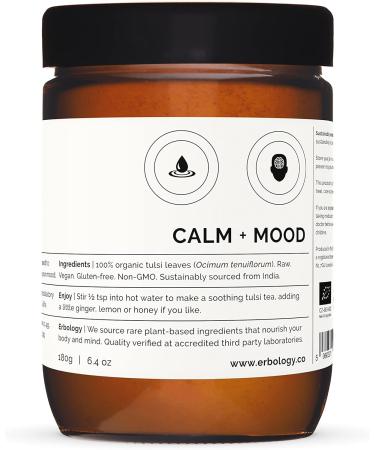 Organic Tulsi Powder 180g - Holy Basil for Calm and Mood - Raw, Vegan, Gluten-Free - Non-GMO - No Additives - Recyclable Glass Jar - Buy Online on GoSupps.com