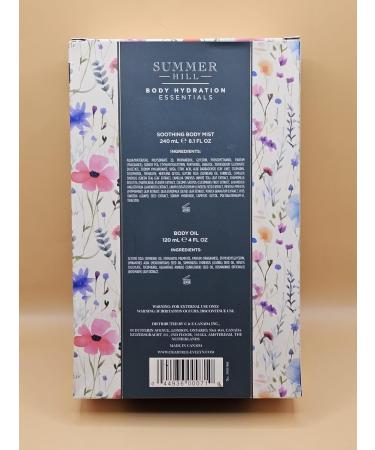 Crabtree & Evelyn Summer Hill Body Hydration Set Soothing Body Mist 8.1 Fl Oz Body Oil 4 Fl Oz - Buy Online on GoSupps.com