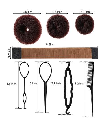 Hair Bun Shaper Set with Donut, Bun Marker, Ponytail Tools, Bobby Pins & Elastic Bands - Brown Bun Maker Kit for Women & Kids - Buy Online on GoSupps.com