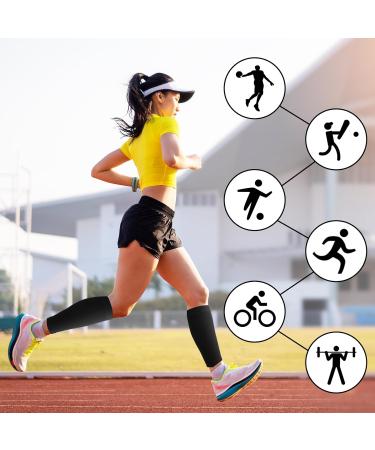 Elastic Calf Compression Sleeves - 4 Pcs Set for Men & Women | Support for Varicose Veins, Calf Injuries, Running | Black - Buy Online on GoSupps.com