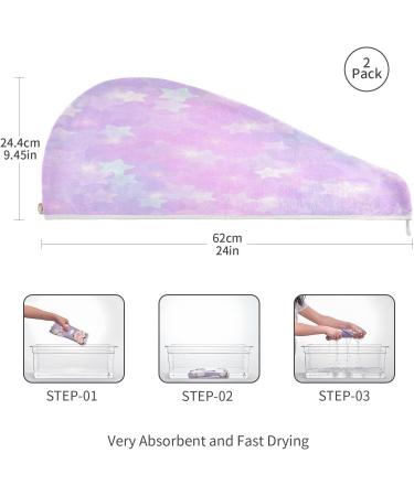 Fantasy Star Pattern Dry Hair Cap | Quick Drying Towel Set with Button Headband | Super Absorbent & Comfortable - Ideal for Fast Drying Hair - Buy Online on GoSupps.com