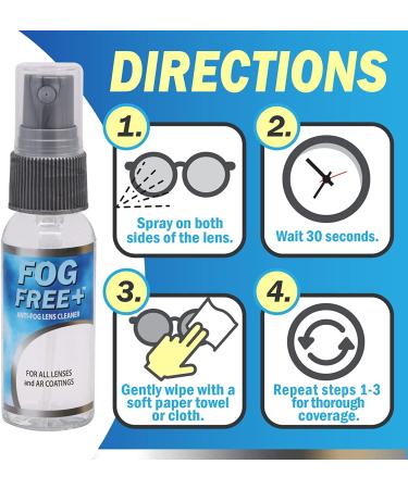 Fog Free Plus Anti-Fog Spray for Glasses - 1 oz. (29.5 mL) - Lens Cleaner and Defogger for All Lenses - Prevents Fog on Eyeglasses and Sunglasses with Anti-Reflective Coatings - Buy Online on GoSupps.com