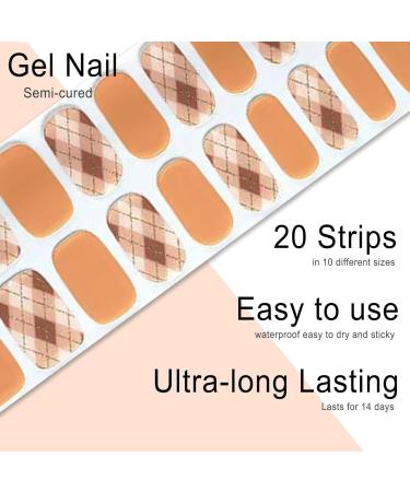 Foyute Semi Cured Gel Nail Strips 20 Pcs Soft Self-Adhesive Gel Nail Polish Wraps Sticker for Salon-Quality Manicure Set Long Lasting Easy to Apply & Remove Nail File & Wooden Stick (Yellow) - Buy Online on GoSupps.com