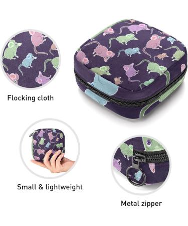 Multi-Color Tampon Storage Bag | Period Pocket Organizer - Purple Green Blue Mice Pattern - Wearable Feminine Product Holder 4.7x6.6x6.6 in - Buy Online on GoSupps.com