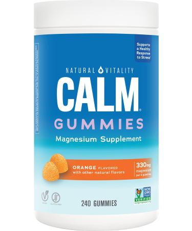 Natural Vitality Calm, Magnesium Citrate Supplement, Stress Relief Gummies, Supports a Healthy Response to Stress, Gluten Free, Vegan, Orange, 240 Gummies