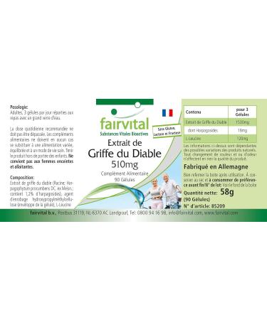 Fairvital | Devil's Claw Extract 510mg 90 capsules Harpagophytum vegetarian - Buy Online on GoSupps.com