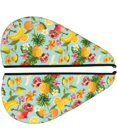 Banana Pineapple Guava Microfiber Hair Towel - Super Absorbent Quick Dry Hair Turban & Bonnet Cap for Curly Long Thick Hair - Ideal for Women Girls & Kids - Buy Online on GoSupps.com