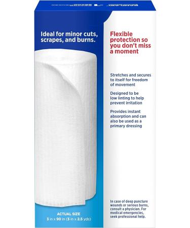 Band-Aid Brand Rolled Gauze 3 Inches x 2.5 Yards - First Aid Product, Pack of 1 - Buy Online on GoSupps.com