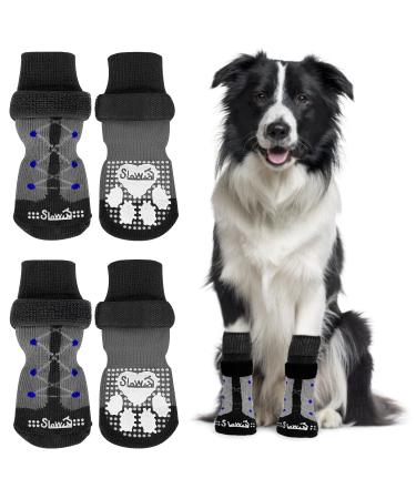 Eyein 2 pairs double-sided anti-slip socks for dogs soft dog sock paw protection with adjustable Velcro fastener for hardwood floors indoors black S S black (2 pairs) - Buy Online on GoSupps.com