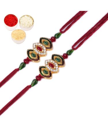 Ghasitaram Gifts Rakhi for Brother Rakhis Online - Set of 2-J-5429 Jewel Rakhis