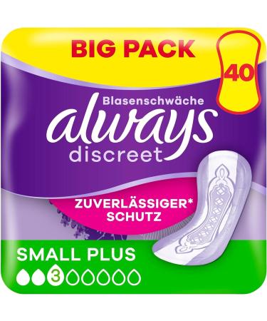 Always Discreet Incontinence Pads For Women Small Plus 40 Pack All-round protection Incredible discretion