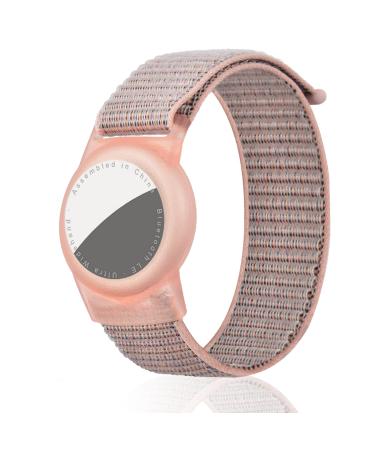 Dingfeiyu Airtag Wristband for Kids Adult Apple Airtag Waterproof Bracelet Adjustable Anti Lost Airtag Wristband Nylon for Toddler Child and Men Women (pink gravel)