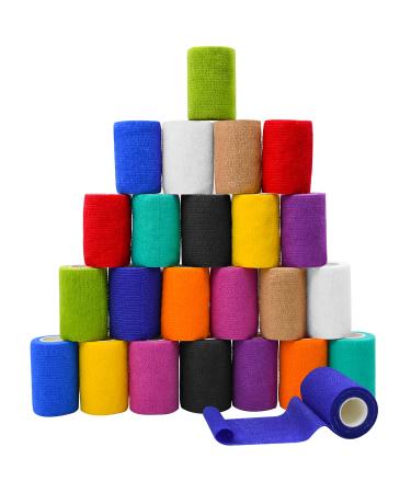 Self Adhesive Bandage Wraps 24/48/72 Pack 1/2/3 Inch 5 Yards Multicolor/Skin Color Athletic Elastic Bandage for Sports Wrist Ankle Sprains Swelling and Vet Wrap (3in 24 Pack Multicolor) 24 Pack Multicolor 3 Inch - Buy Online on GoSupps.com