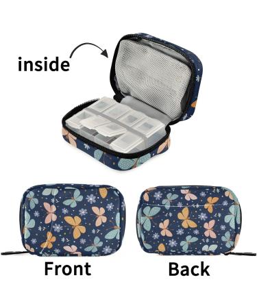 Buy Pfrewn 7 Day Pill Organizer - Colorful Butterflies & Flowers Travel Vitamin Case | Portable Weekly Medicine Pouch - Buy Online on GoSupps.com