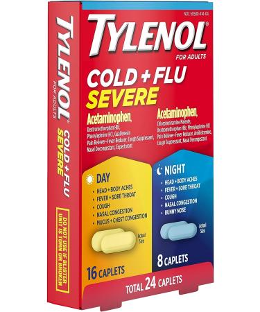 Tylenol Cold + Flu Severe Day & Night Caplets - 24 Count - Buy Online on GoSupps.com