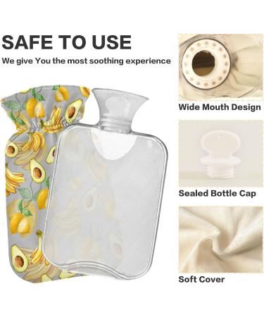 Naanle Banana Lemon Avocado Hot Water Bottle - 1L Transparent Thermal Bottle for Bed & Pain Relief | Warm & Steady Heat Therapy - Buy Online on GoSupps.com