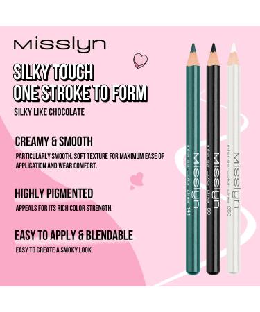  Misslyn Misslyn | Black Eye Pencil No Smudge 3 Intense Tint Makeup Pencils & Coloured Eyes - Set of Three Pencils - Buy Online on GoSupps.com